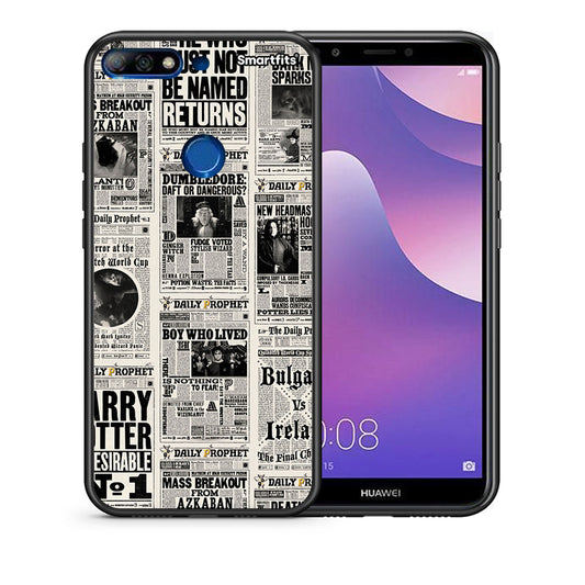 Θήκη Huawei Y7 2018 Harry Paper από τη Smartfits με σχέδιο στο πίσω μέρος και μαύρο περίβλημα | Huawei Y7 2018 Harry Paper case with colorful back and black bezels