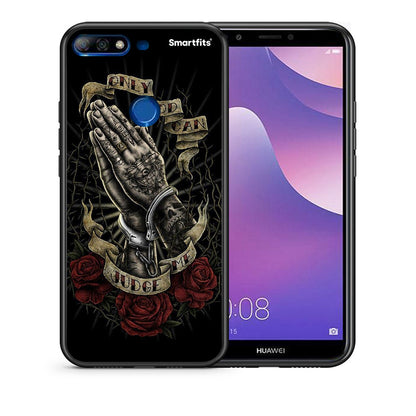 Θήκη Huawei Y7 2018 Judge By God από τη Smartfits με σχέδιο στο πίσω μέρος και μαύρο περίβλημα | Huawei Y7 2018 Judge By God case with colorful back and black bezels