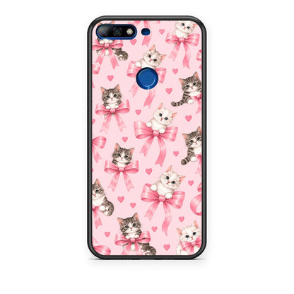 Θήκη Huawei Y7 2018 / Prime Y7 2018 / Honor 7C Kittens and Pink Bows on Pink από τη Smartfits με σχέδιο στο πίσω μέρος και μαύρο περίβλημα | Huawei Y7 2018 / Prime Y7 2018 / Honor 7C Kittens and Pink Bows on Pink case with colorful back and black bezels