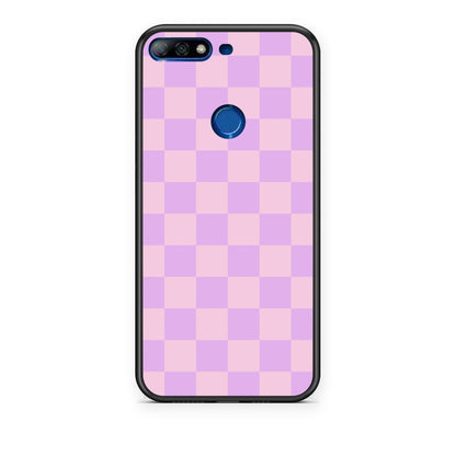 Θήκη Huawei Y7 2018 / Prime Y7 2018 / Honor 7C Lavender and Pink Checkerboard από τη Smartfits με σχέδιο στο πίσω μέρος και μαύρο περίβλημα | Huawei Y7 2018 / Prime Y7 2018 / Honor 7C Lavender and Pink Checkerboard case with colorful back and black bezels