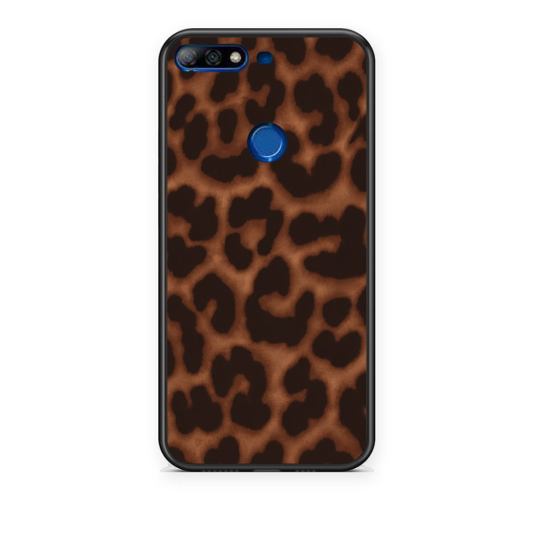 Θήκη Huawei Y7 2018 / Prime Y7 2018 / Honor 7C Leopard Print Dark Brown από τη Smartfits με σχέδιο στο πίσω μέρος και μαύρο περίβλημα | Huawei Y7 2018 / Prime Y7 2018 / Honor 7C Leopard Print Dark Brown case with colorful back and black bezels