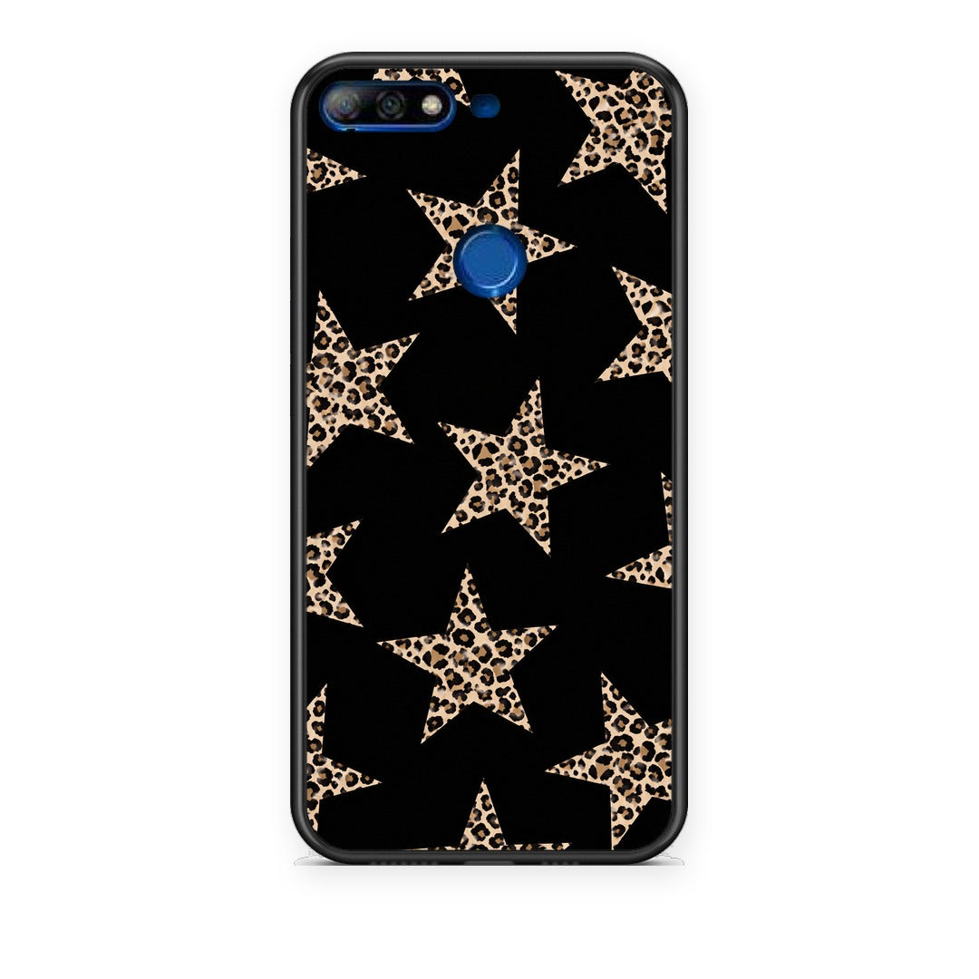 Θήκη Huawei Y7 2018 / Prime Y7 2018 / Honor 7C Leopard Stars on Black από τη Smartfits με σχέδιο στο πίσω μέρος και μαύρο περίβλημα | Huawei Y7 2018 / Prime Y7 2018 / Honor 7C Leopard Stars on Black case with colorful back and black bezels
