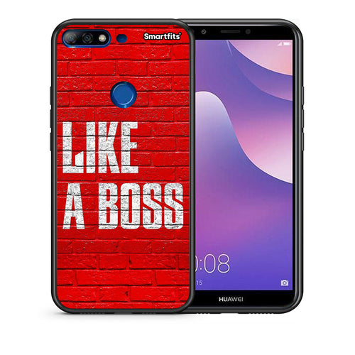 Θήκη Huawei Y7 2018 Like A Boss από τη Smartfits με σχέδιο στο πίσω μέρος και μαύρο περίβλημα | Huawei Y7 2018 Like A Boss case with colorful back and black bezels