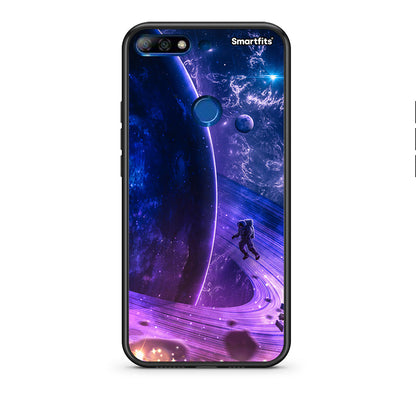 Huawei Y7 2018 Lost Astronaut θήκη από τη Smartfits με σχέδιο στο πίσω μέρος και μαύρο περίβλημα | Smartphone case with colorful back and black bezels by Smartfits