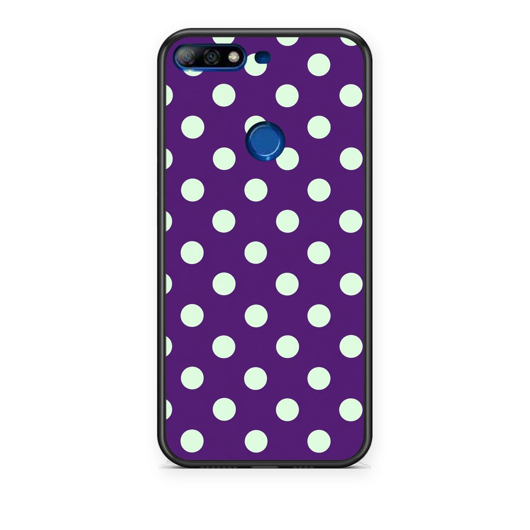 Θήκη Huawei Y7 2018 / Prime Y7 2018 / Honor 7C Mint Polka Dots on Purple από τη Smartfits με σχέδιο στο πίσω μέρος και μαύρο περίβλημα | Huawei Y7 2018 / Prime Y7 2018 / Honor 7C Mint Polka Dots on Purple case with colorful back and black bezels