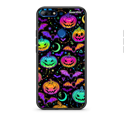 Huawei Y7 2018 Neon Halloween θήκη από τη Smartfits με σχέδιο στο πίσω μέρος και μαύρο περίβλημα | Smartphone case with colorful back and black bezels by Smartfits