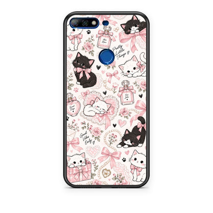 Θήκη Huawei Y7 2018 / Prime Y7 2018 / Honor 7C Pink Bows and Kittens Collage από τη Smartfits με σχέδιο στο πίσω μέρος και μαύρο περίβλημα | Huawei Y7 2018 / Prime Y7 2018 / Honor 7C Pink Bows and Kittens Collage case with colorful back and black bezels