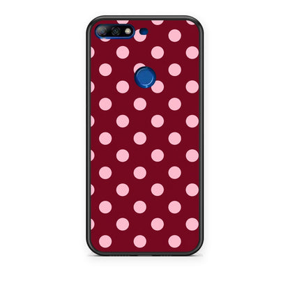 Θήκη Huawei Y7 2018 / Prime Y7 2018 / Honor 7C Pink Polka Dots on Burgundy από τη Smartfits με σχέδιο στο πίσω μέρος και μαύρο περίβλημα | Huawei Y7 2018 / Prime Y7 2018 / Honor 7C Pink Polka Dots on Burgundy case with colorful back and black bezels