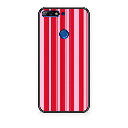 Θήκη Huawei Y7 2018 / Prime Y7 2018 / Honor 7C Red and Pink Vertical Pinstripes από τη Smartfits με σχέδιο στο πίσω μέρος και μαύρο περίβλημα | Huawei Y7 2018 / Prime Y7 2018 / Honor 7C Red and Pink Vertical Pinstripes case with colorful back and black bezels