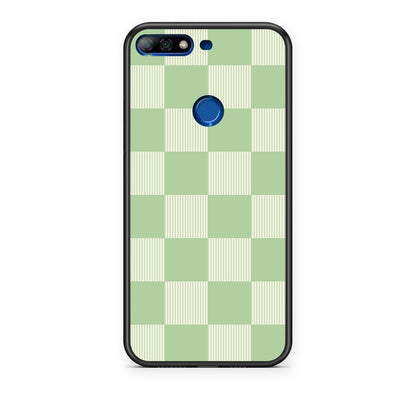 Θήκη Huawei Y7 2018 / Prime Y7 2018 / Honor 7C Sage and Cream Striped Checks από τη Smartfits με σχέδιο στο πίσω μέρος και μαύρο περίβλημα | Huawei Y7 2018 / Prime Y7 2018 / Honor 7C Sage and Cream Striped Checks case with colorful back and black bezels