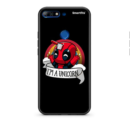 Huawei Y7 2018 Unicorn Deadpool θήκη από τη Smartfits με σχέδιο στο πίσω μέρος και μαύρο περίβλημα | Smartphone case with colorful back and black bezels by Smartfits