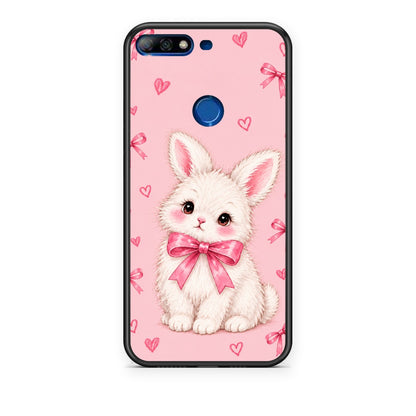 Θήκη Huawei Y7 2018 / Prime Y7 2018 / Honor 7C White Bunny and Pink Bows από τη Smartfits με σχέδιο στο πίσω μέρος και μαύρο περίβλημα | Huawei Y7 2018 / Prime Y7 2018 / Honor 7C White Bunny and Pink Bows case with colorful back and black bezels