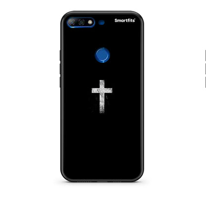 Huawei Y7 2018 White Cross θήκη από τη Smartfits με σχέδιο στο πίσω μέρος και μαύρο περίβλημα | Smartphone case with colorful back and black bezels by Smartfits