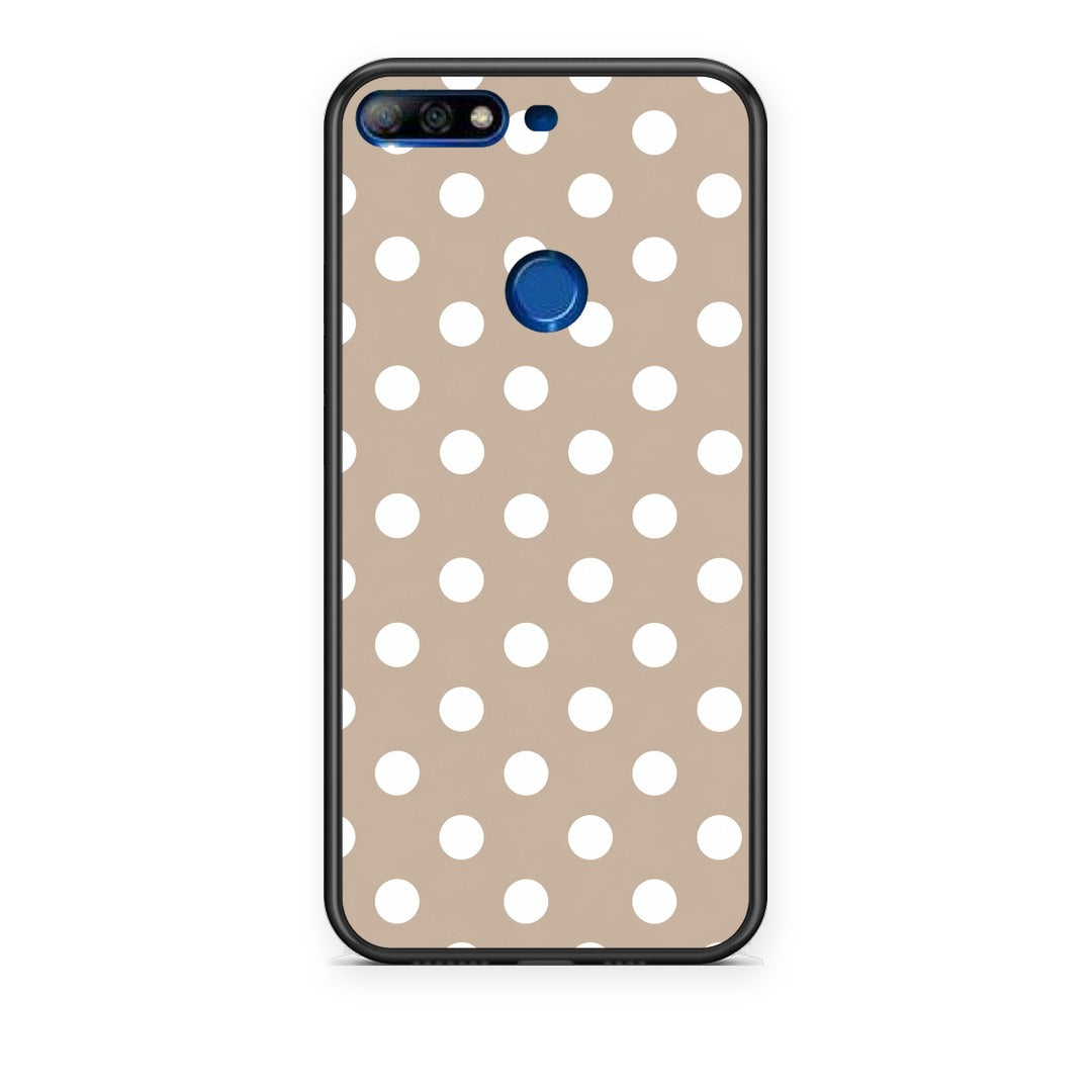 Θήκη Huawei Y7 2018 / Prime Y7 2018 / Honor 7C White Polka Dots on Taupe από τη Smartfits με σχέδιο στο πίσω μέρος και μαύρο περίβλημα | Huawei Y7 2018 / Prime Y7 2018 / Honor 7C White Polka Dots on Taupe case with colorful back and black bezels