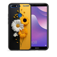 Thumbnail for Θήκη Huawei Y7 2018 Yellow Daisies από τη Smartfits με σχέδιο στο πίσω μέρος και μαύρο περίβλημα | Huawei Y7 2018 Yellow Daisies case with colorful back and black bezels