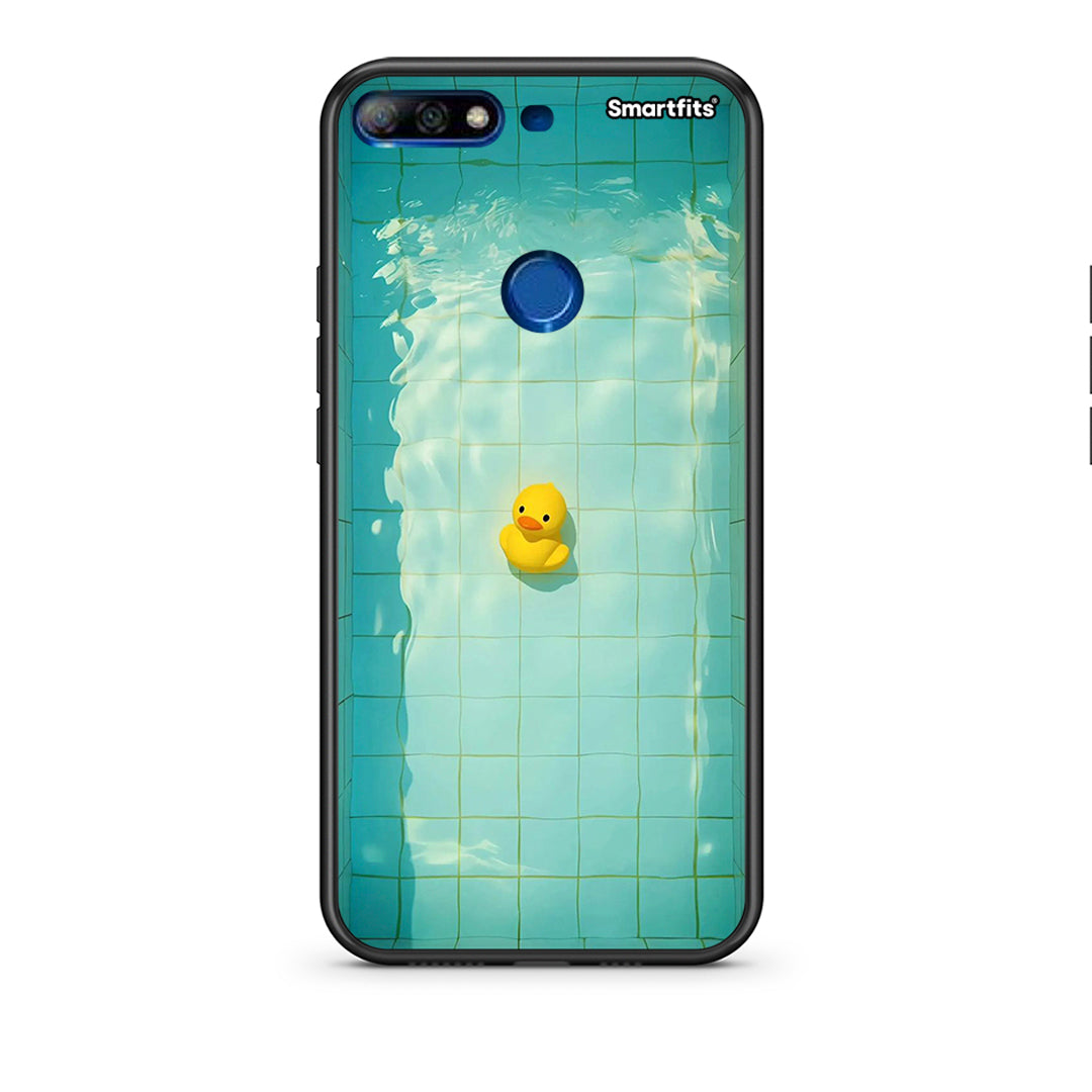 Huawei Y7 2018 Yellow Duck θήκη από τη Smartfits με σχέδιο στο πίσω μέρος και μαύρο περίβλημα | Smartphone case with colorful back and black bezels by Smartfits