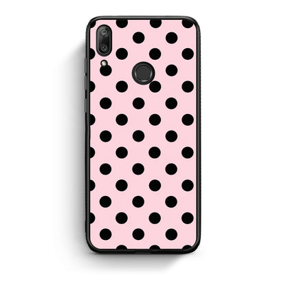 Θήκη Huawei Y7 2019 / Y7 Prime 2019 Black Polka Dots on Pink από τη Smartfits με σχέδιο στο πίσω μέρος και μαύρο περίβλημα | Huawei Y7 2019 / Y7 Prime 2019 Black Polka Dots on Pink case with colorful back and black bezels