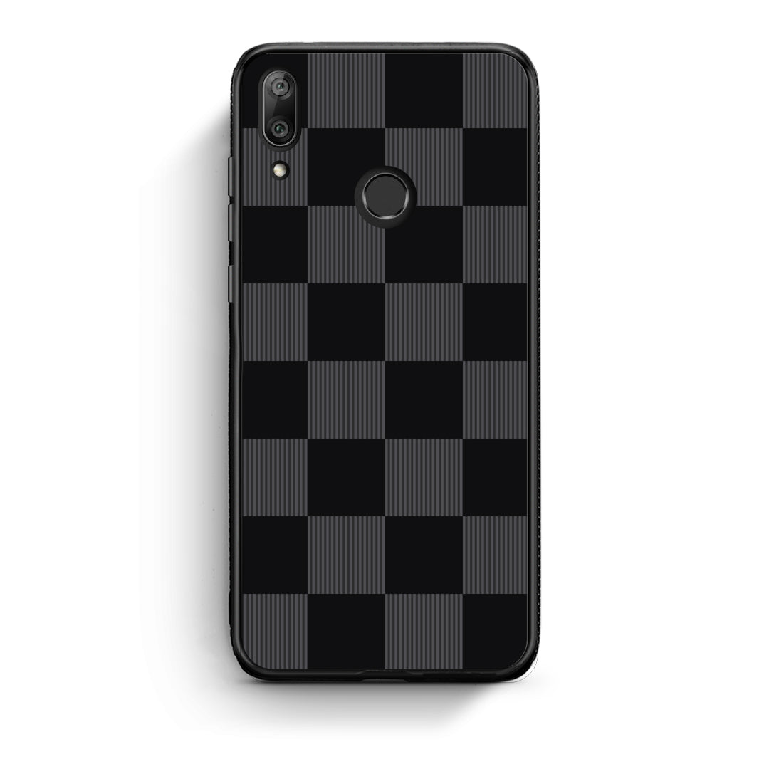 Θήκη Huawei Y7 2019 / Y7 Prime 2019 Black and Charcoal Striped Checks από τη Smartfits με σχέδιο στο πίσω μέρος και μαύρο περίβλημα | Huawei Y7 2019 / Y7 Prime 2019 Black and Charcoal Striped Checks case with colorful back and black bezels