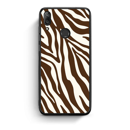 Θήκη Huawei Y7 2019 / Y7 Prime 2019 Brown and Cream Zebra Stripes από τη Smartfits με σχέδιο στο πίσω μέρος και μαύρο περίβλημα | Huawei Y7 2019 / Y7 Prime 2019 Brown and Cream Zebra Stripes case with colorful back and black bezels