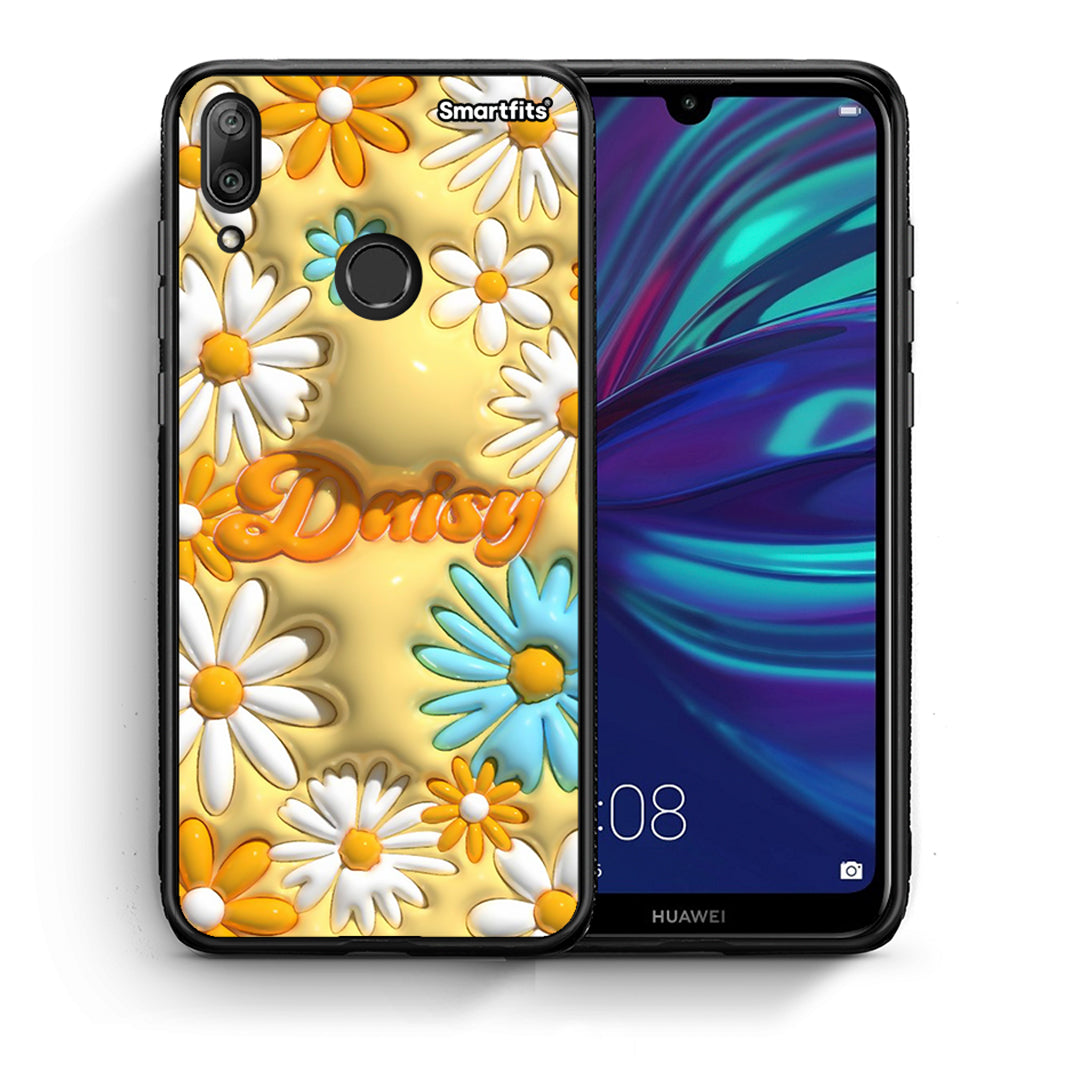 Θήκη Huawei Y7 2019 Bubble Daisies από τη Smartfits με σχέδιο στο πίσω μέρος και μαύρο περίβλημα | Huawei Y7 2019 Bubble Daisies case with colorful back and black bezels