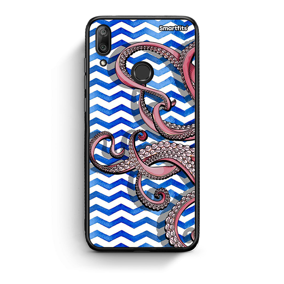 Huawei Y7 2019 Chevron Devilfish θήκη από τη Smartfits με σχέδιο στο πίσω μέρος και μαύρο περίβλημα | Smartphone case with colorful back and black bezels by Smartfits