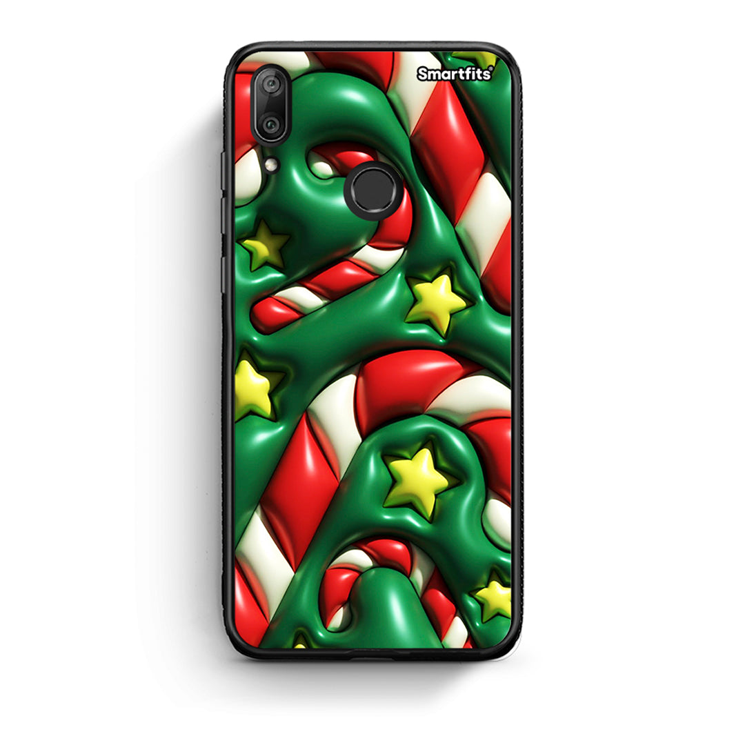 Huawei Y7 2019 Christmas Bubbles θήκη από τη Smartfits με σχέδιο στο πίσω μέρος και μαύρο περίβλημα | Smartphone case with colorful back and black bezels by Smartfits