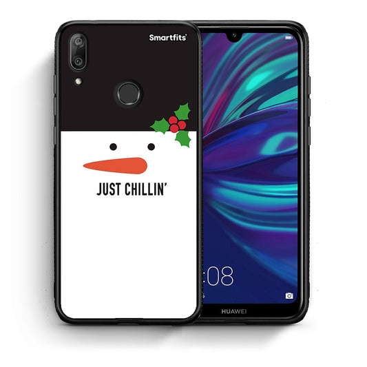 Θήκη Huawei Y7 2019 Christmas Chillin από τη Smartfits με σχέδιο στο πίσω μέρος και μαύρο περίβλημα | Huawei Y7 2019 Christmas Chillin case with colorful back and black bezels