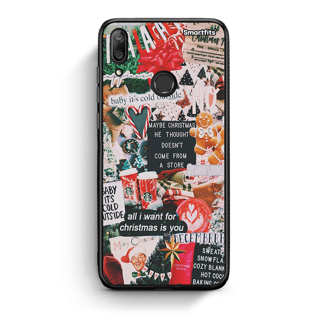Huawei Y7 2019 Christmas Happiness θήκη από τη Smartfits με σχέδιο στο πίσω μέρος και μαύρο περίβλημα | Smartphone case with colorful back and black bezels by Smartfits