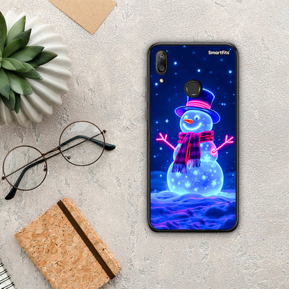 Christmas Neon Snowman - Huawei Y7 2019 / Y7 Prime 2019 θήκη