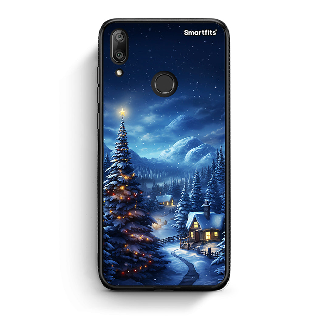 Huawei Y7 2019 Christmas Scenery θήκη από τη Smartfits με σχέδιο στο πίσω μέρος και μαύρο περίβλημα | Smartphone case with colorful back and black bezels by Smartfits