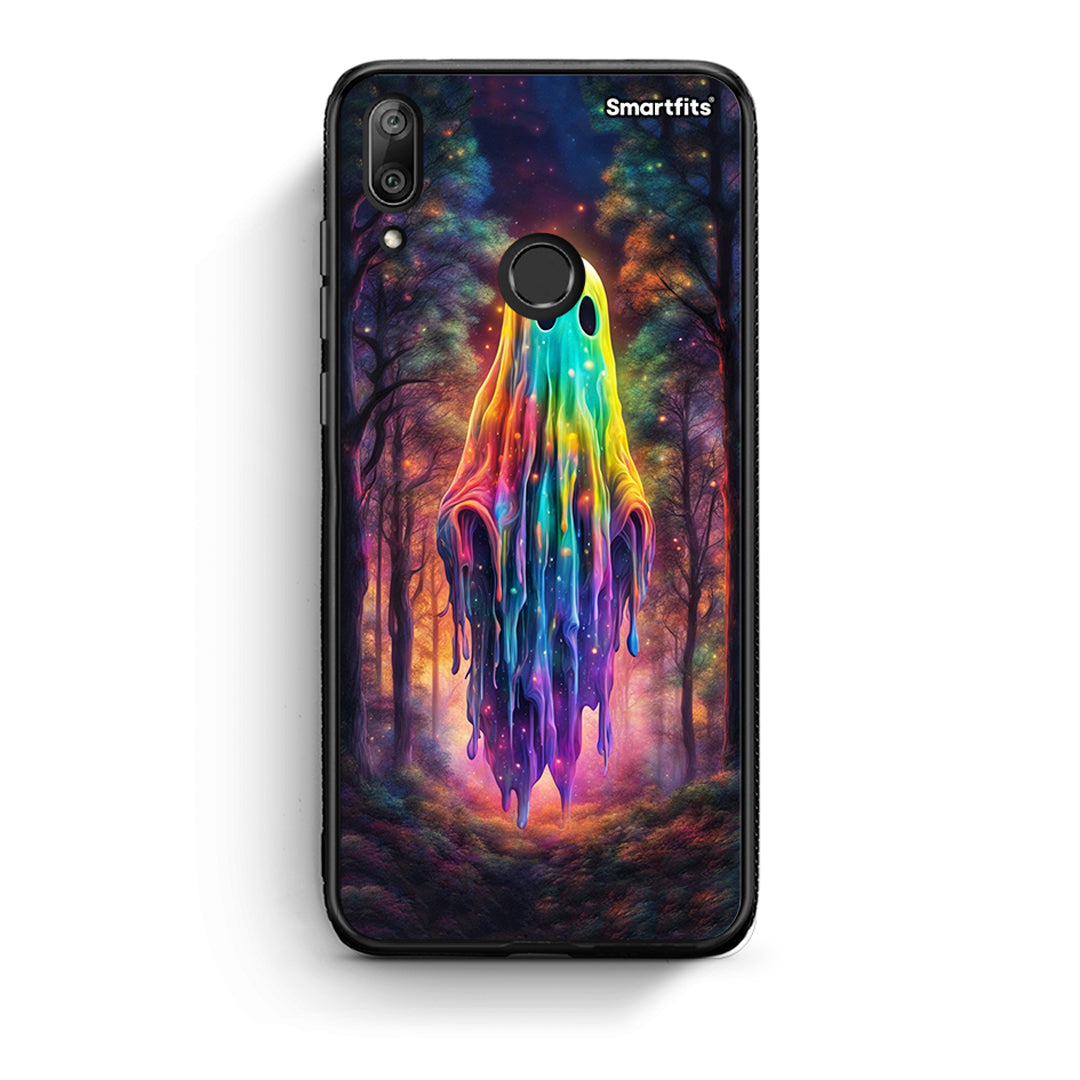 Huawei Y7 2019 Halloween Ghost θήκη από τη Smartfits με σχέδιο στο πίσω μέρος και μαύρο περίβλημα | Smartphone case with colorful back and black bezels by Smartfits