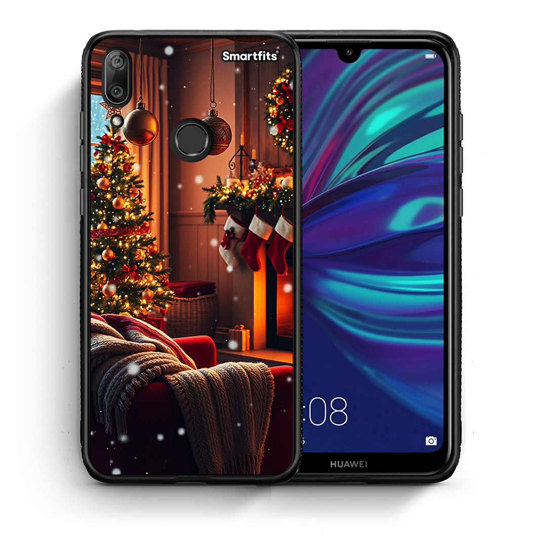 Θήκη Huawei Y7 2019 Home For Christmas από τη Smartfits με σχέδιο στο πίσω μέρος και μαύρο περίβλημα | Huawei Y7 2019 Home For Christmas case with colorful back and black bezels