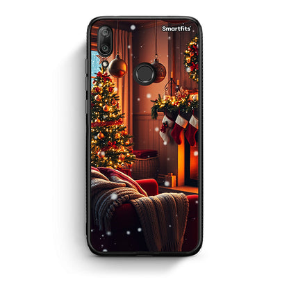 Huawei Y7 2019 Home For Christmas θήκη από τη Smartfits με σχέδιο στο πίσω μέρος και μαύρο περίβλημα | Smartphone case with colorful back and black bezels by Smartfits