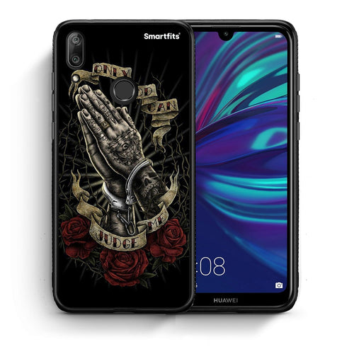 Θήκη Huawei Y7 2019 Judge By God από τη Smartfits με σχέδιο στο πίσω μέρος και μαύρο περίβλημα | Huawei Y7 2019 Judge By God case with colorful back and black bezels
