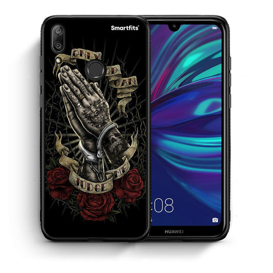 Θήκη Huawei Y7 2019 Judge By God από τη Smartfits με σχέδιο στο πίσω μέρος και μαύρο περίβλημα | Huawei Y7 2019 Judge By God case with colorful back and black bezels