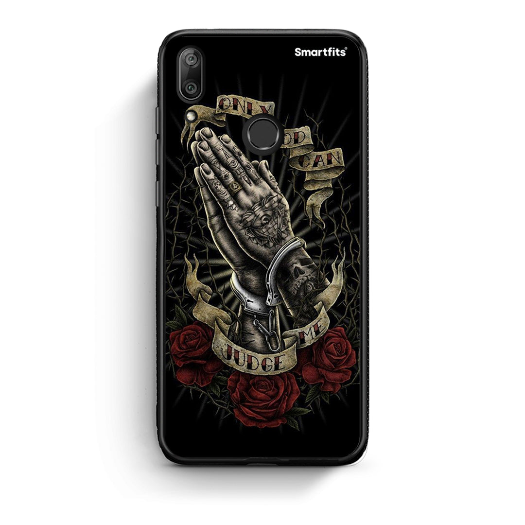 Huawei Y7 2019 Judge By God θήκη από τη Smartfits με σχέδιο στο πίσω μέρος και μαύρο περίβλημα | Smartphone case with colorful back and black bezels by Smartfits