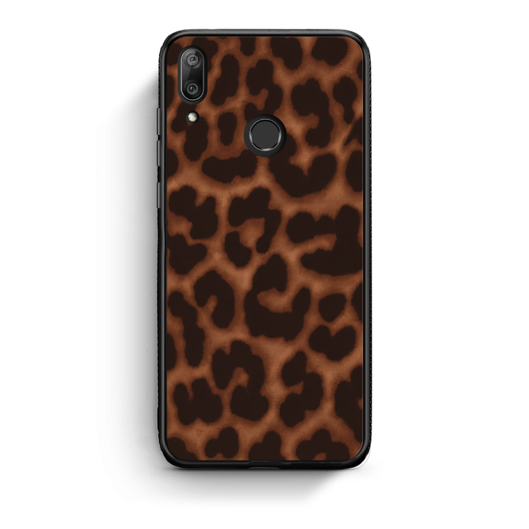 Θήκη Huawei Y7 2019 / Y7 Prime 2019 Leopard Print Dark Brown από τη Smartfits με σχέδιο στο πίσω μέρος και μαύρο περίβλημα | Huawei Y7 2019 / Y7 Prime 2019 Leopard Print Dark Brown case with colorful back and black bezels