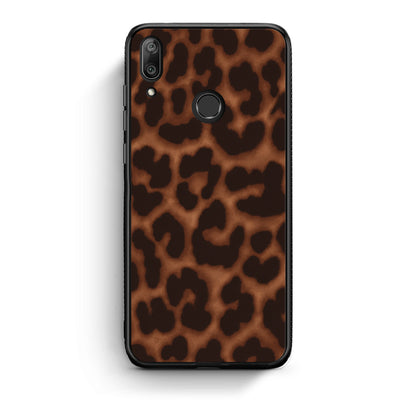 Θήκη Huawei Y7 2019 / Y7 Prime 2019 Leopard Print Dark Brown από τη Smartfits με σχέδιο στο πίσω μέρος και μαύρο περίβλημα | Huawei Y7 2019 / Y7 Prime 2019 Leopard Print Dark Brown case with colorful back and black bezels
