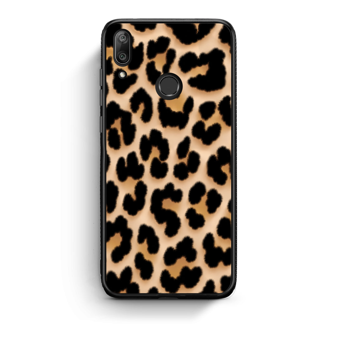 Θήκη Huawei Y7 2019 / Y7 Prime 2019 Leopard Print Tan Large από τη Smartfits με σχέδιο στο πίσω μέρος και μαύρο περίβλημα | Huawei Y7 2019 / Y7 Prime 2019 Leopard Print Tan Large case with colorful back and black bezels
