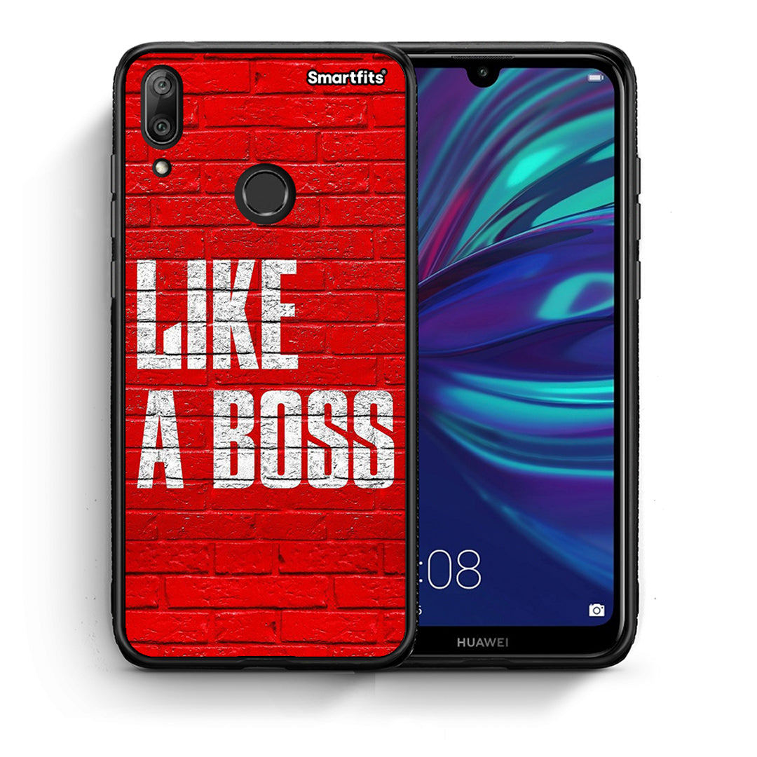 Θήκη Huawei Y7 2019 Like A Boss από τη Smartfits με σχέδιο στο πίσω μέρος και μαύρο περίβλημα | Huawei Y7 2019 Like A Boss case with colorful back and black bezels