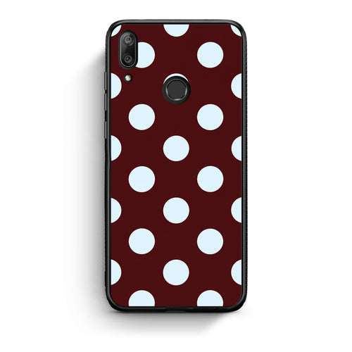 Θήκη Huawei Y7 2019 / Y7 Prime 2019 Pale Blue Large Polka Dots on Burgundy από τη Smartfits με σχέδιο στο πίσω μέρος και μαύρο περίβλημα | Huawei Y7 2019 / Y7 Prime 2019 Pale Blue Large Polka Dots on Burgundy case with colorful back and black bezels
