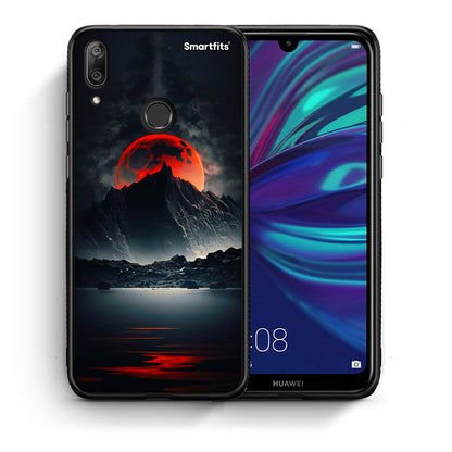Θήκη Huawei Y7 2019 Red Full Moon από τη Smartfits με σχέδιο στο πίσω μέρος και μαύρο περίβλημα | Huawei Y7 2019 Red Full Moon case with colorful back and black bezels