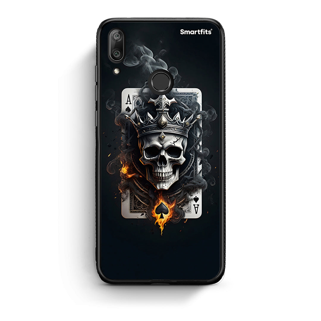 Huawei Y7 2019 Skull King Ace θήκη από τη Smartfits με σχέδιο στο πίσω μέρος και μαύρο περίβλημα | Smartphone case with colorful back and black bezels by Smartfits