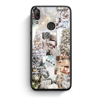 Huawei Y7 2019 White Christmas θήκη από τη Smartfits με σχέδιο στο πίσω μέρος και μαύρο περίβλημα | Smartphone case with colorful back and black bezels by Smartfits