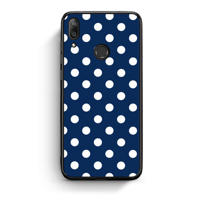 Θήκη Huawei Y7 2019 / Y7 Prime 2019 White Large Polka Dots on Navy από τη Smartfits με σχέδιο στο πίσω μέρος και μαύρο περίβλημα | Huawei Y7 2019 / Y7 Prime 2019 White Large Polka Dots on Navy case with colorful back and black bezels