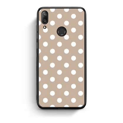 Θήκη Huawei Y7 2019 / Y7 Prime 2019 White Polka Dots on Taupe από τη Smartfits με σχέδιο στο πίσω μέρος και μαύρο περίβλημα | Huawei Y7 2019 / Y7 Prime 2019 White Polka Dots on Taupe case with colorful back and black bezels