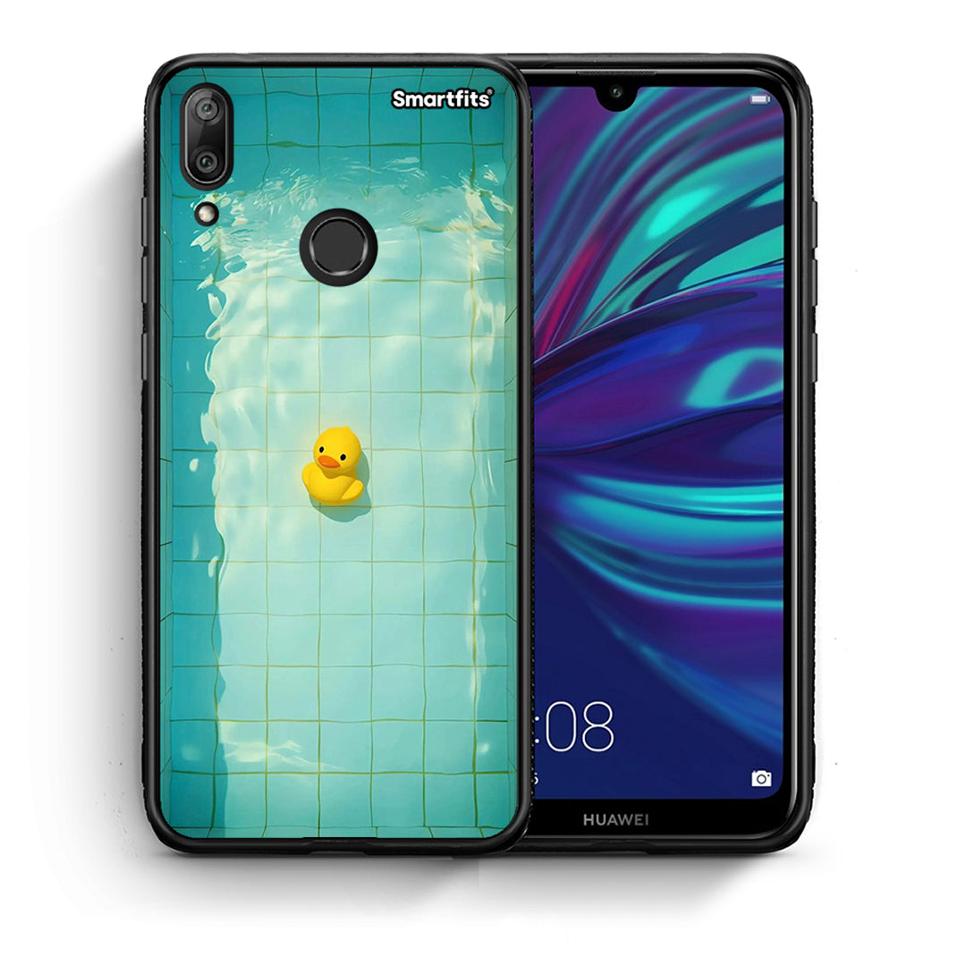 Θήκη Huawei Y7 2019 Yellow Duck από τη Smartfits με σχέδιο στο πίσω μέρος και μαύρο περίβλημα | Huawei Y7 2019 Yellow Duck case with colorful back and black bezels