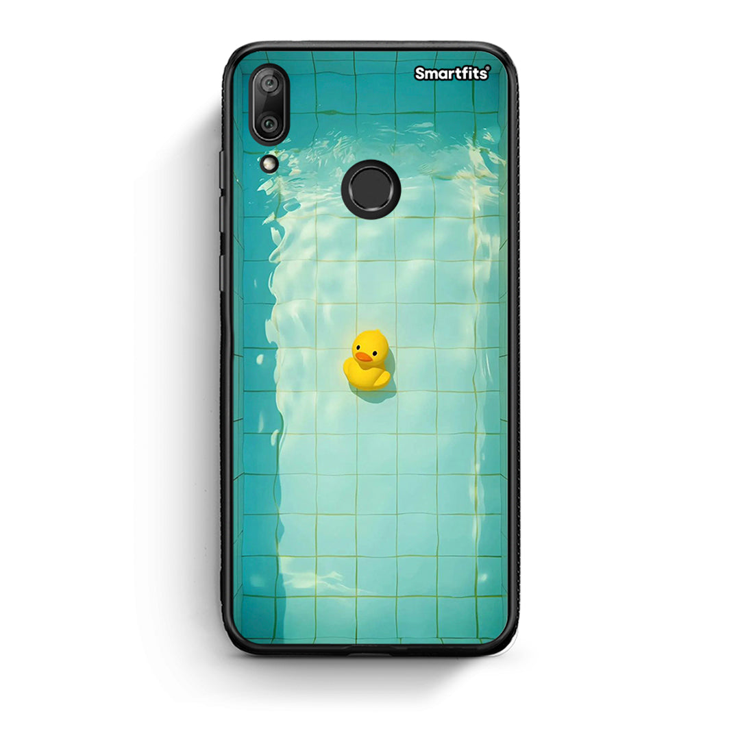 Huawei Y7 2019 Yellow Duck θήκη από τη Smartfits με σχέδιο στο πίσω μέρος και μαύρο περίβλημα | Smartphone case with colorful back and black bezels by Smartfits