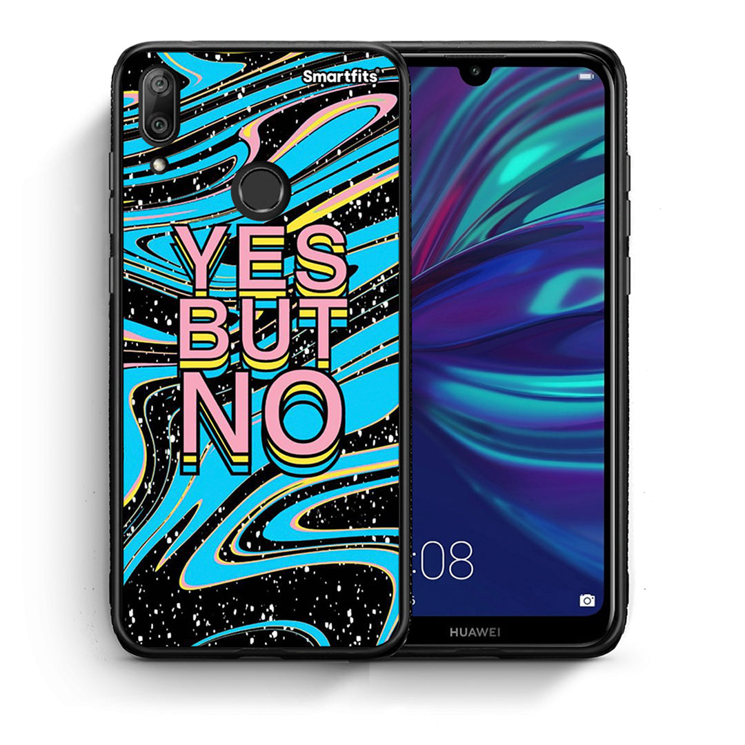 Θήκη Huawei Y7 2019 Yes But No από τη Smartfits με σχέδιο στο πίσω μέρος και μαύρο περίβλημα | Huawei Y7 2019 Yes But No case with colorful back and black bezels