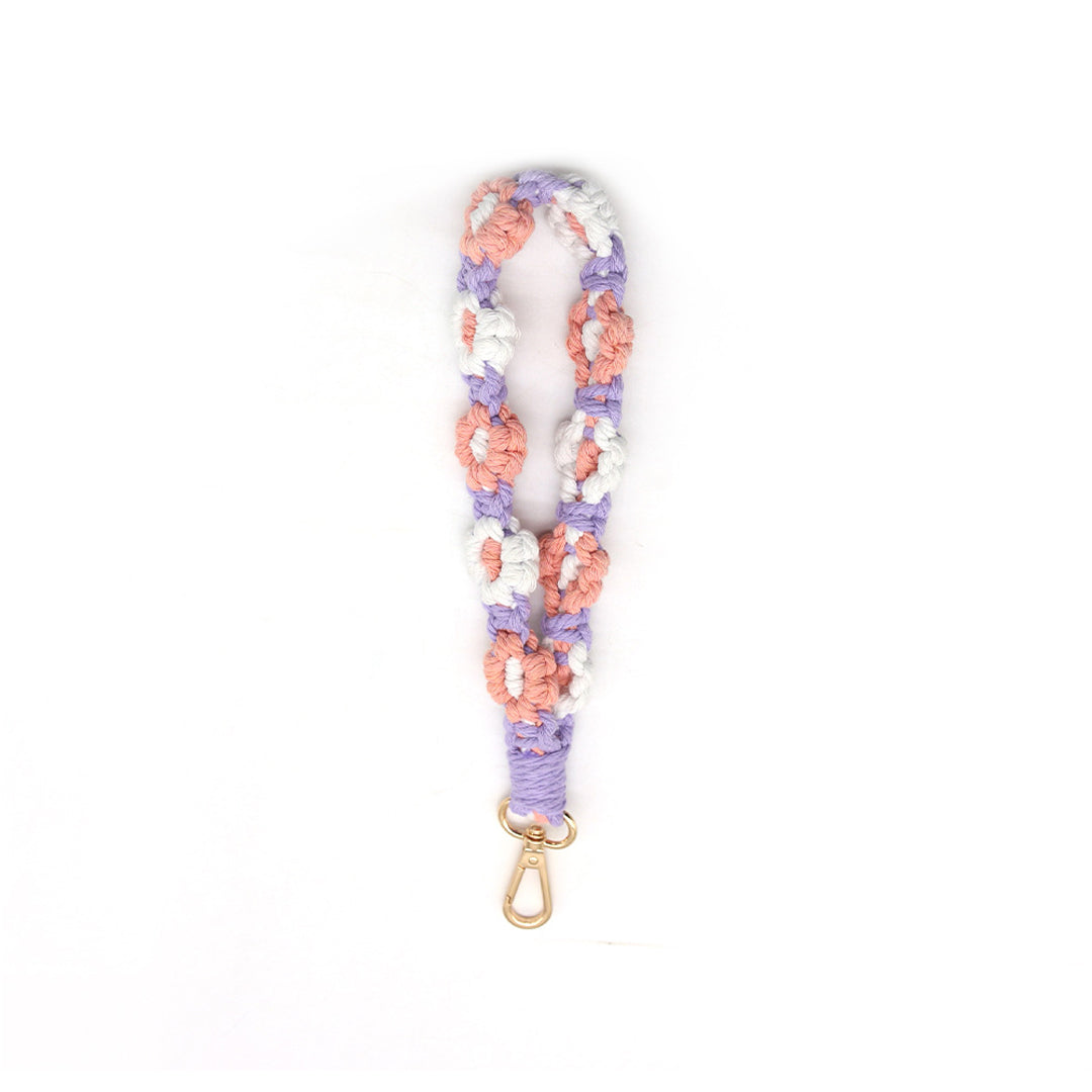 Macramé Floral Phone Strap Short Version - Λιλά / Ροζ